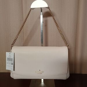 kate spade Cream Leather Shoulder Bag with Gold Chain